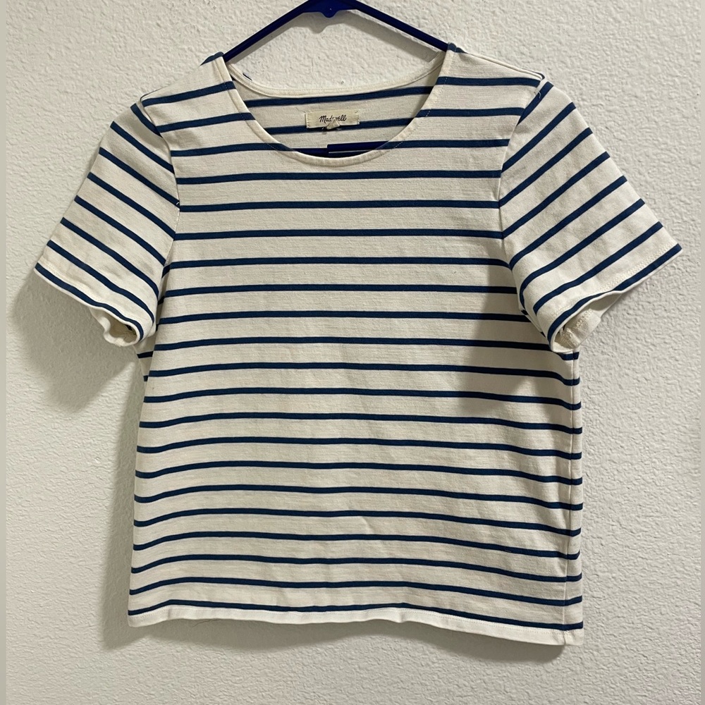 Madewell Striped Blue and White Women's boxy Top